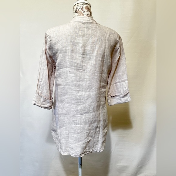 LUNGO L’ARNO Beige Linen long sleeve top size S. - Picture 6 of 13